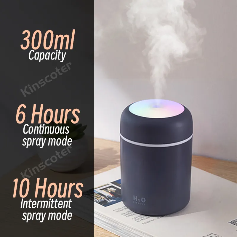 300ml H2O אוויר מכשיר אדים נייד מיני USB ארומה מפזר עם ערפל מגניב שינה בית רכב צמחים מטהר – תמונה 4