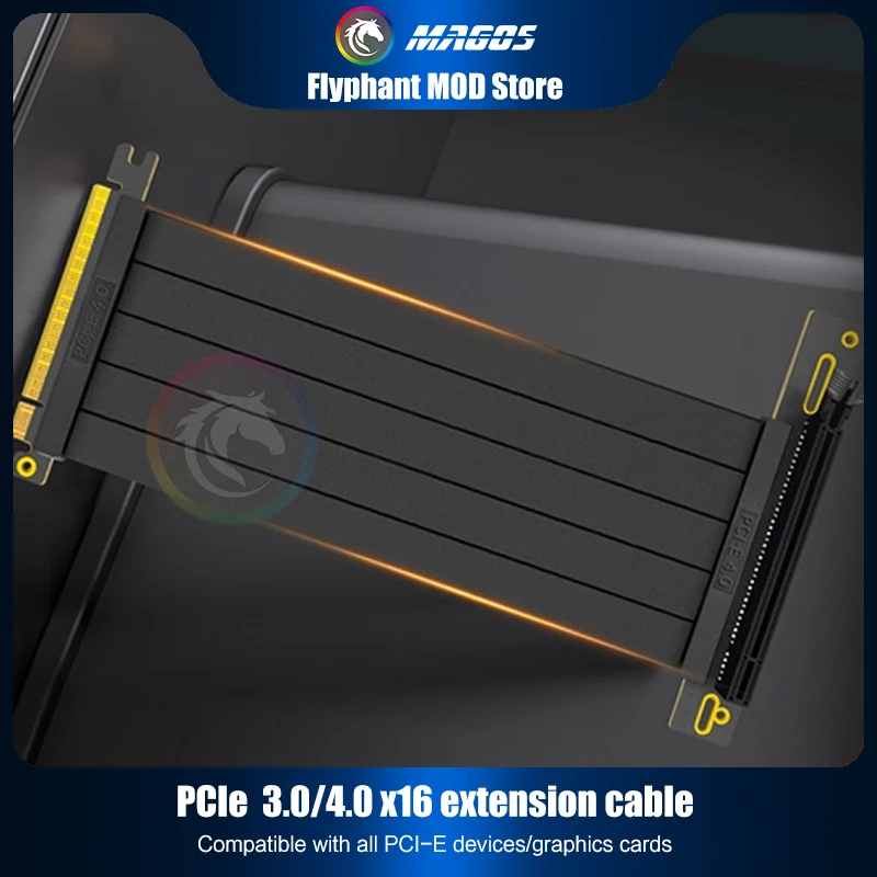 PCIE 4.0 X16 Riser כבל וידאו כרטיס הארכת מסוכך גמיש 90 ° הרכבה GPU אקספרס Lossless שחור/לבן, , - AliExpress – תמונה 3