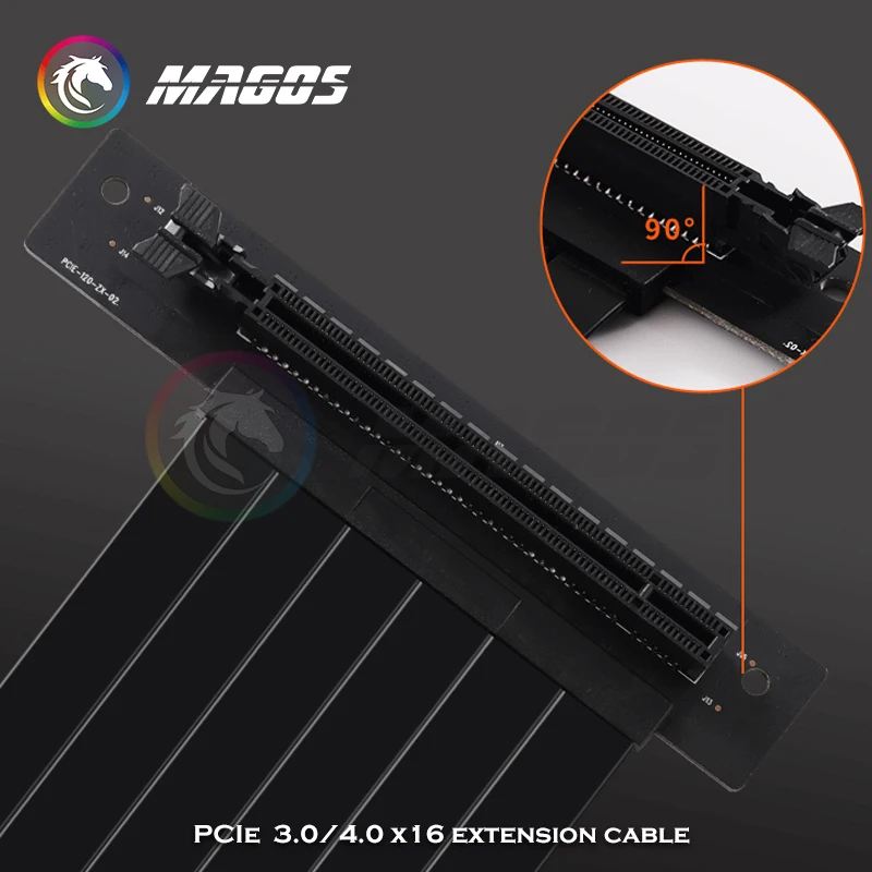 PCIE 4.0 X16 Riser כבל וידאו כרטיס הארכת מסוכך גמיש 90 ° הרכבה GPU אקספרס Lossless שחור/לבן, , - AliExpress – תמונה 5