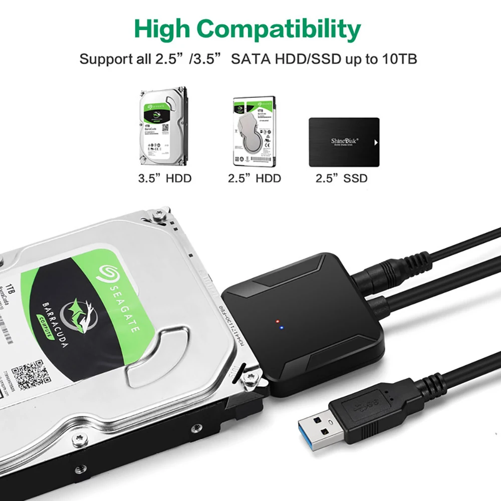 Sata כדי USB 3.0 כבל מתאם עבור 3.5/2.5 אינץ ssd hdd sata iii כונן קשיח ממיר דיסק קשיח תמיכה uasp עם 12v מתאם חשמל 12v, , - AliExpress – תמונה 2