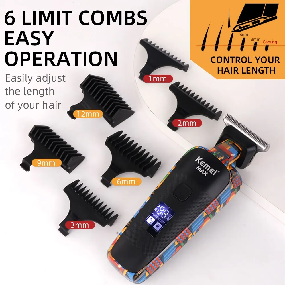 Kemei-5090 תצוגה דיגיטלית ספר מקצועי עבור גברים קליפר שיער הדדיות דפוס חשמלי אקראי – תמונה 5