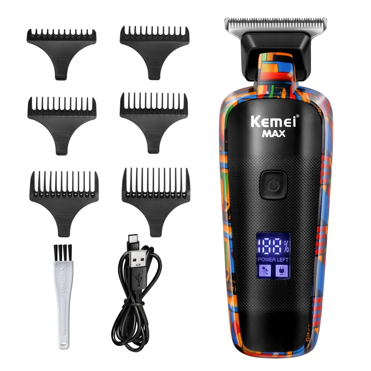 Kemei-5090 תצוגה דיגיטלית ספר מקצועי עבור גברים קליפר שיער הדדיות דפוס חשמלי אקראי – תמונה 6