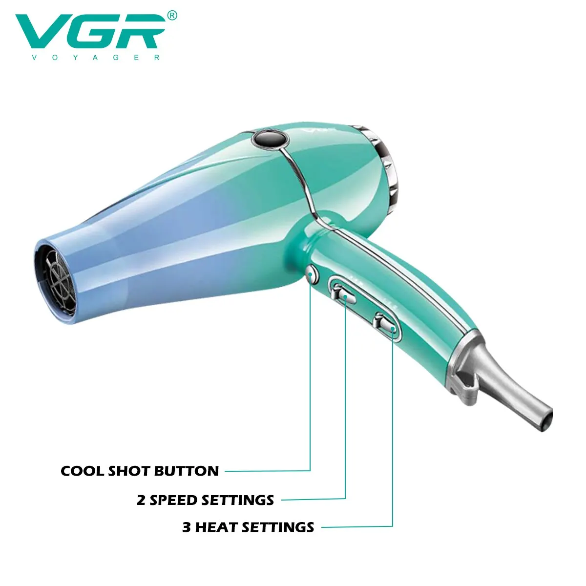Vgr מייבש שיער מקצועי מייבש שיער 2400w גבוהה חימום הגנה מפני הגנה חזק רוח חזקה ייבוש שיער כלי עיצוב V-452 – תמונה 4