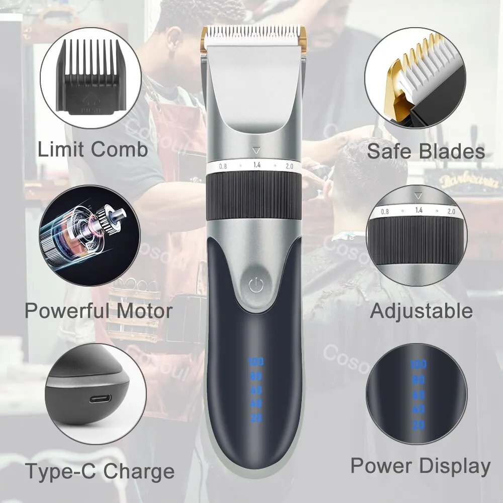שיער clipper שיער ספר חשמלי קוצץ עבור גברים מבוגרים ילדים נטענת קוצץ שיער מכונת מקצועי – תמונה 2