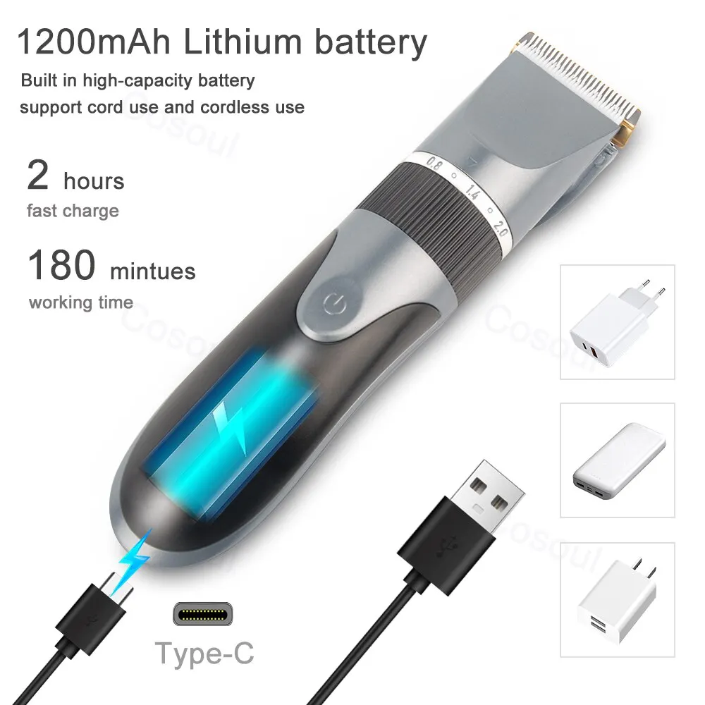 שיער clipper שיער ספר חשמלי קוצץ עבור גברים מבוגרים ילדים נטענת קוצץ שיער מכונת מקצועי – תמונה 6