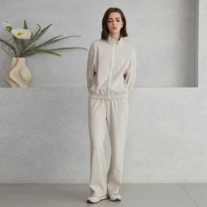 יוקרה נשים בגדים בגדי נשים בגדים הסיטונאי קרק כותנה קפוצ 'ון כותנה באיכות גבוהה שתי חתיכות – AliExpress  – צבע : Light gray – גודל : L