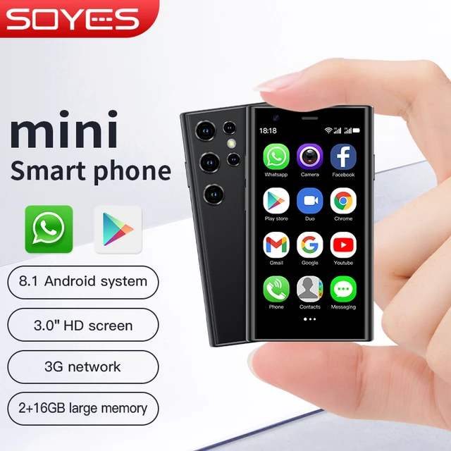 Soyes s23 מיני טלפונים אנדרואיד 8.1 SIM כפול 3.0 "hd 1000mah סוללה wifi bluetetooth 3g טלפון נייד קטן - AliExpress 509 - צבע : Black - RAM : 2G - ROM : 16G - גרסה : גלובלי גרסה