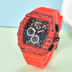 2023 קוורץ שעון היפ הופ טרנדי שש גברים לוח שנה ריצה שניות ישירה אספקת פחמן סיבי פחמן דו-חמצני - AliExpress 1511